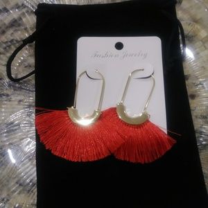3/$20-Boho Red Tassel Earrings
